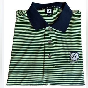 FootJoy green & blue stripe golf polo shirt Size XL Hobbs Country Club